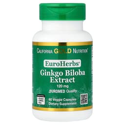 California Gold Nutrition EuroHerbs™ イチョウ葉エキス ユーロメド品質 120mg ベジカプセル60粒