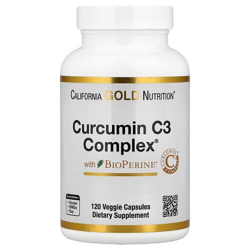 California Gold California Gold Nutrition クルクミン C3 コンプレックス® ウィズ バイオペリン® ブラックペッパーエキス、ターメリック クルクミン コンプレックス、ベジカプセル120粒 パッケージ画像