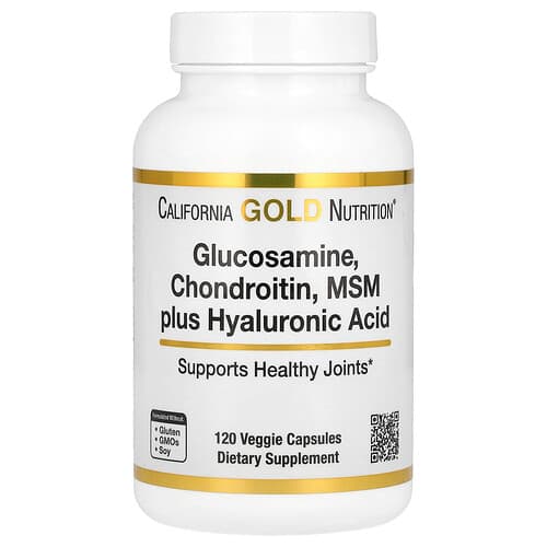 California Gold California Gold Nutrition グルコサミン コンドロイチン MSM プラス ヒアルロン酸 ベジカプセル120粒 パッケージ画像