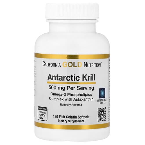 California Gold California Gold Nutrition アンタルクティックオイル オメガ3 リン脂質 アスタキサンチン配合 ストロベリー&レモン 500mg フィッシュゼラチン ソフトジェル120粒 パッケージ画像
