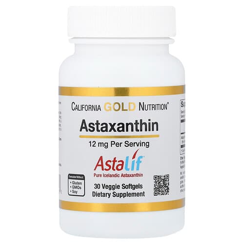 California Gold California Gold Nutrition アスタキサンチン Astalif® Pure Icelandic 12mg ベジカプセル30粒 パッケージ画像