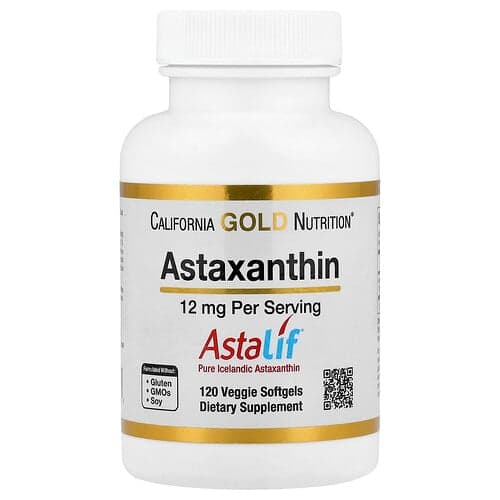 California Gold California Gold Nutrition, アスタキサンチン、アスタリフ® ピュア アイスランディック、12 mg、ベジソフトジェル120粒 パッケージ画像