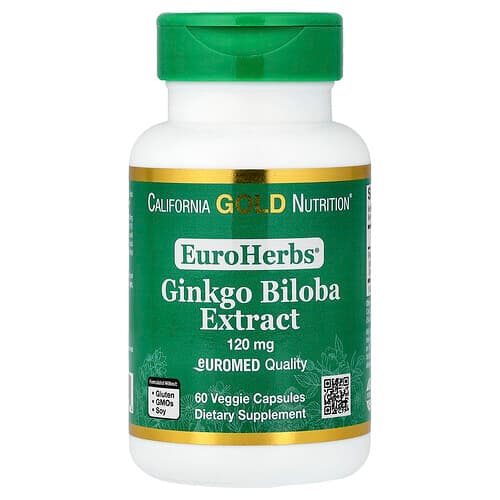 California Gold California Gold Nutrition EuroHerbs™ イチョウ葉エキス ユーロメド品質 120mg ベジカプセル60粒 パッケージ画像