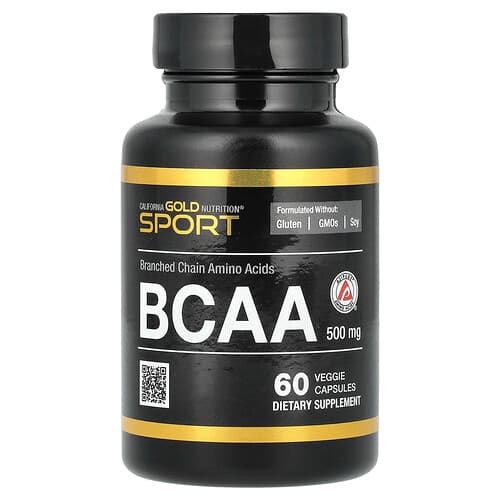 California Gold California Gold Nutrition BCAA AjiPure® ブランチドチェーン アミノアシッド 2:1:1 L-ロイシン L-イソロイシン L-バリン 500mg ベジカプセル60粒 パッケージ画像