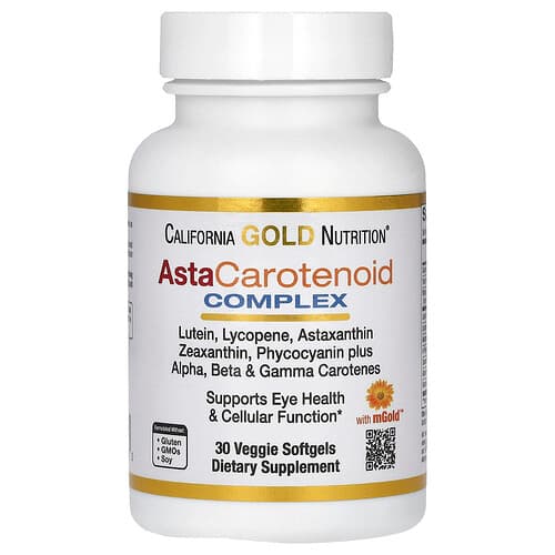California Gold California Gold Nutrition アスタカロテノイド コンプレックス ルテイン、リコピン、アスタキサンチン、ビタミンA配合 ベジカプセル30粒 パッケージ画像