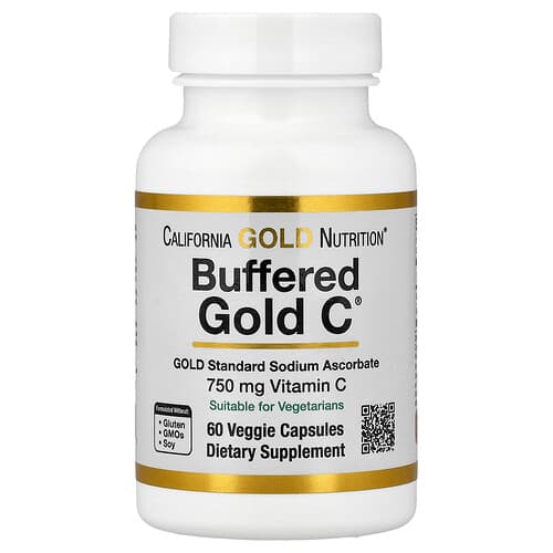 California Gold California Gold Nutrition バッファード ゴールドC® GOLD Standard ソジウムアスコルベート(ビタミンC)ベジカプセル60粒 パッケージ画像