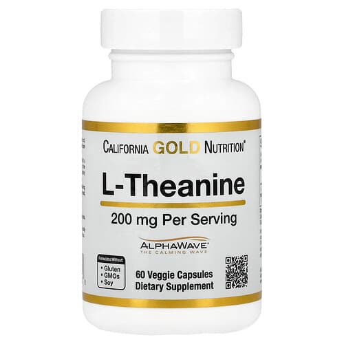 California Gold California Gold Nutrition L-テアニン アルファウェーブ®配合 200mg ベジカプセル60粒 パッケージ画像