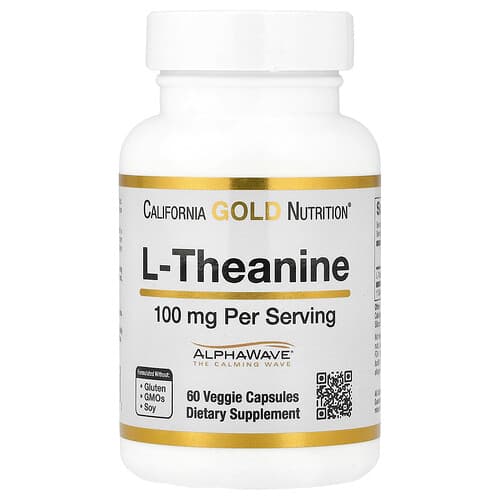California Gold California Gold Nutrition L-テアニン AlphaWave® 100mg ベジカプセル60粒 パッケージ画像