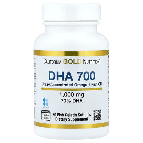 California Gold California Gold Nutrition DHA 700 フィッシュオイル ウルトラ濃縮 1,000mg フィッシュゼラチンソフトジェル30粒 パッケージ画像