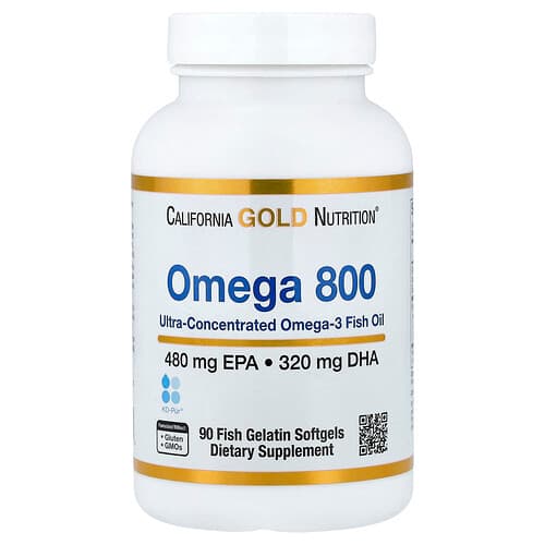 California Gold California Gold Nutrition オメガ 800 ウルトラ濃縮オメガ3フィッシュオイル kd-pür トリグリセリド型 フィッシュゼラチンソフトジェル90粒 パッケージ画像