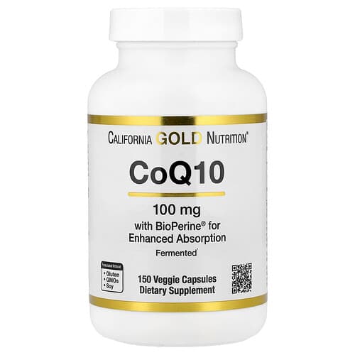 California Gold California Gold Nutrition CoQ10 ユビキノン USP配合 Bioperine®ブラックペッパーエキス 吸収性向上 100mg ベジカプセル150粒 パッケージ画像