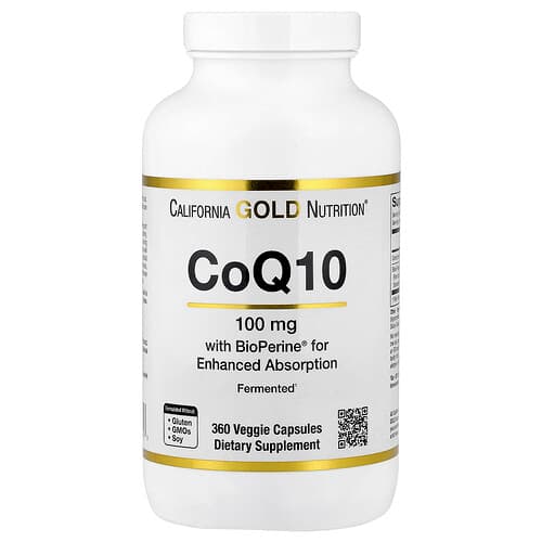 California Gold California Gold Nutrition CoQ10 ユビキノン配合 ビオペリン®ブラックペッパーエキス 100mg ベジカプセル360粒 パッケージ画像