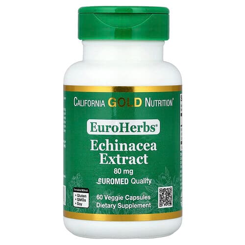 California Gold California Gold Nutrition EuroHerbs™ エキナセア ハーブ エキス Euromed品質 80mg ベジカプセル60粒 パッケージ画像