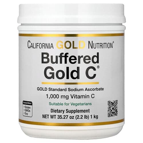 California Gold California Gold Nutrition、バッファードゴールドC®、ノンアシディックビタミンCパウダー、アスコルビン酸ナトリウム、2.2 lb(1 kg) パッケージ画像