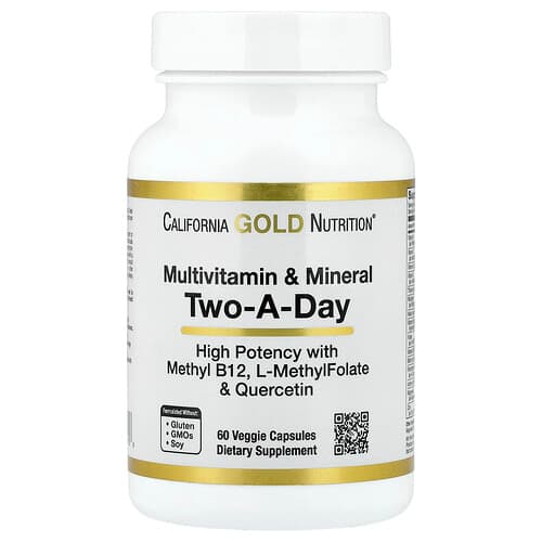 California Gold California Gold Nutrition マルチビタミン・ミネラル メチルB12配合 ビタミンC L-メチルフォレート クエルセチン含有 2粒/日タイプ ベジカプセル60粒 パッケージ画像