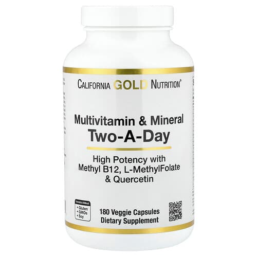California Gold California Gold Nutrition マルチビタミン&ミネラル メチルB12配合 ビタミンC、L-メチルフォレート、バイオケルセチン含有 1日2粒タイプ ベジカプセル180粒 パッケージ画像