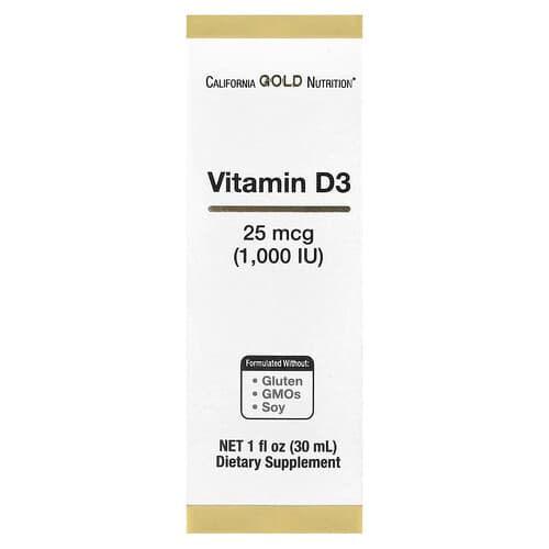 California Gold California Gold Nutrition ビタミンD3 25mcg (1,000 IU) 30ml パッケージ画像