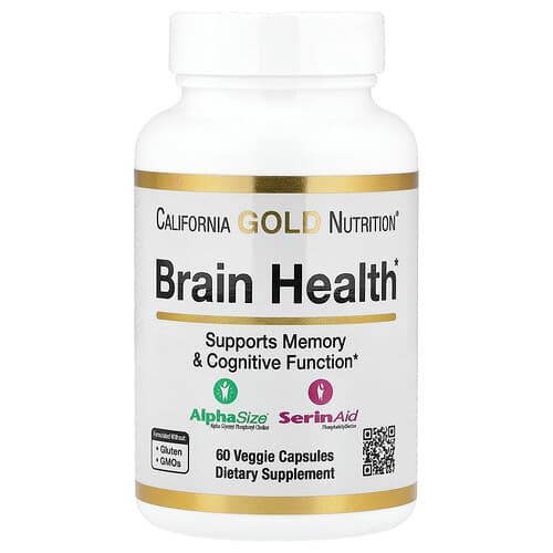 California Gold California Gold Nutrition ブレインヘルス アルファ-グリセロホスホリルコリン カルシウム・リン・ホスファチジルセリン ベジカプセル60粒 パッケージ画像