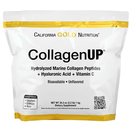 California Gold California Gold Nutrition CollagenUP® 加水分解マリンコラーゲンペプチド(ヒアルロン酸とビタミンC配合)無香料 1kg パッケージ画像