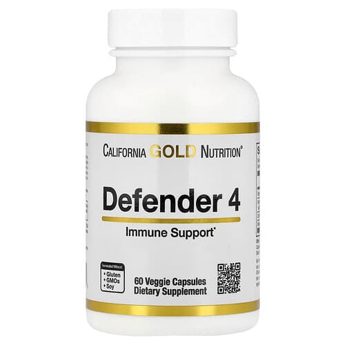 California Gold California Gold Nutrition ディフェンダー4、ビタミンC、ビタミンD、亜鉛&セレン配合、ベジカプセル60粒 パッケージ画像