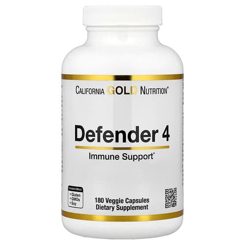 California Gold California Gold Nutrition Defender 4 ビタミンC、ビタミンD、亜鉛&セレニウム配合 ベジカプセル180粒 パッケージ画像