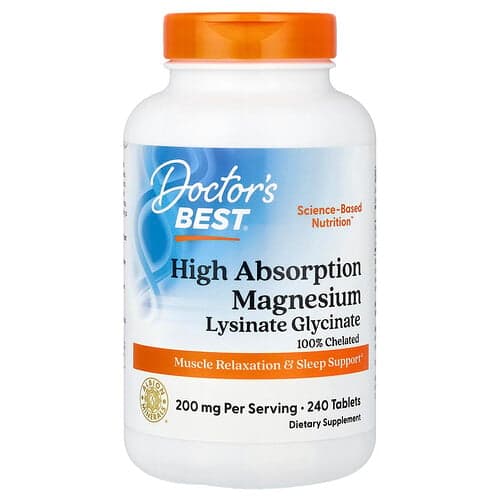 Doctor's Best Doctor's Best ハイ吸収マグネシウム リシネートグリシネート キレート 240タブレット（1粒100mg） パッケージ画像