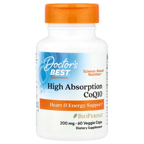 Doctor's Best Doctor's Best, ハイ アブソーション CoQ10 ウィズ バイオペリン®, ベジカプセル60粒 パッケージ画像