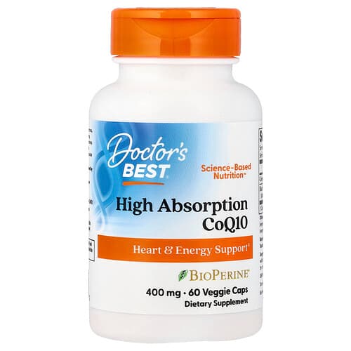 Doctor's Best Doctor's Best ハイアブソーption CoQ10 ウィズ BioPerine® ベジカプセル60粒 パッケージ画像