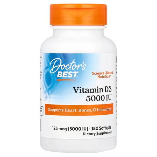 Doctor's Best Doctor's Best ビタミンD3 125mcg(5,000IU) ソフトジェル180粒 パッケージ画像