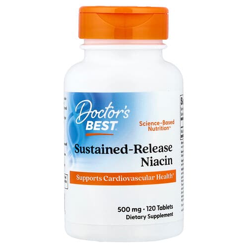 Doctor's Best Doctor's Best, サステインドリリース ナイアシン 500mg, 120タブレット パッケージ画像