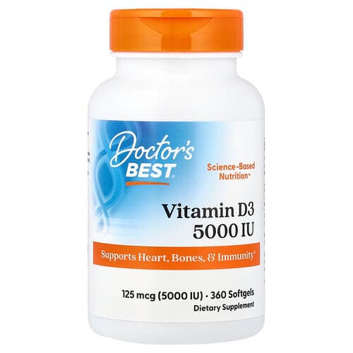 Doctor's Best Doctor's Best ビタミンD3 125mcg (5,000 IU) ソフトジェル360粒 パッケージ画像