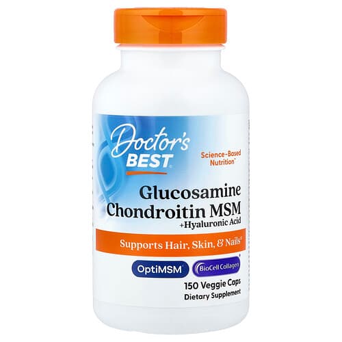 Doctor's Best Doctor's Best グルコサミン コンドロイチン MSM + ヒアルロン酸 ベジカプセル150粒 パッケージ画像