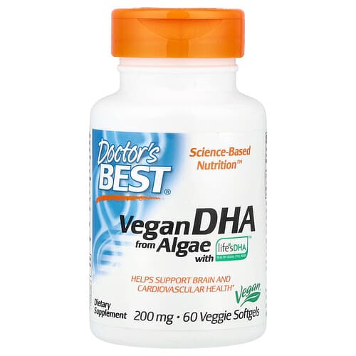 Doctor's Best Doctor's Best ビーガン DHA from Algae with Life's DHA™ 200mg ベジカプセル60粒 パッケージ画像