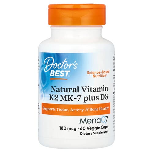 Doctor's Best Doctor's Best ナチュラルビタミンK2 MK-7 プラス D3 180mcg ベジカプセル60粒 パッケージ画像