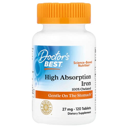 Doctor's Best Doctor's Best, 高吸収アイロン(鉄), 27mg, タブレット120粒 パッケージ画像