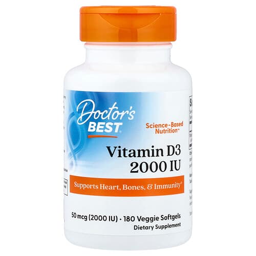 Doctor's Best Doctor's Best ビタミンD3 50mcg (2,000 IU) ベジソフトジェル180粒 パッケージ画像