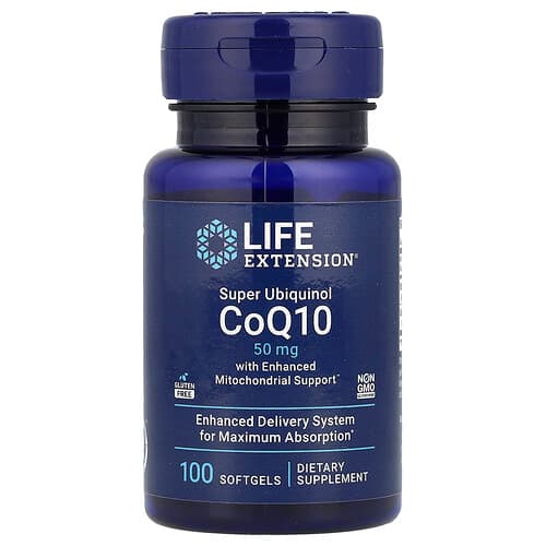 Life Extension ライフエクステンション スーパーユビキノールCoQ10 ミトコンドリアサポート配合 50mg ソフトジェル100粒 パッケージ画像