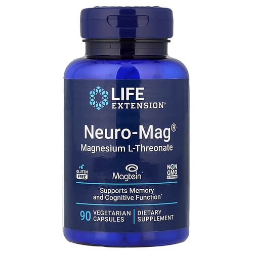 Life Extension Life Extension ニューロ-マグ® マグネシウム L-スレオン酸 ベジタリアンカプセル90粒(1粒あたり48mg) パッケージ画像