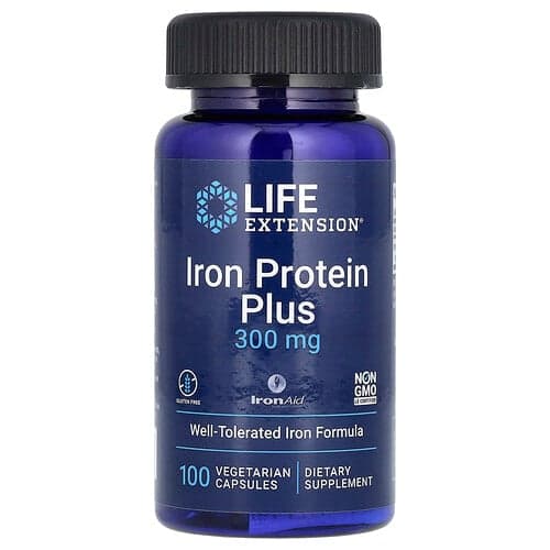 Life Extension Life Extension アイアンプロテインプラス IronAid 300mg ベジタリアンカプセル100粒 パッケージ画像