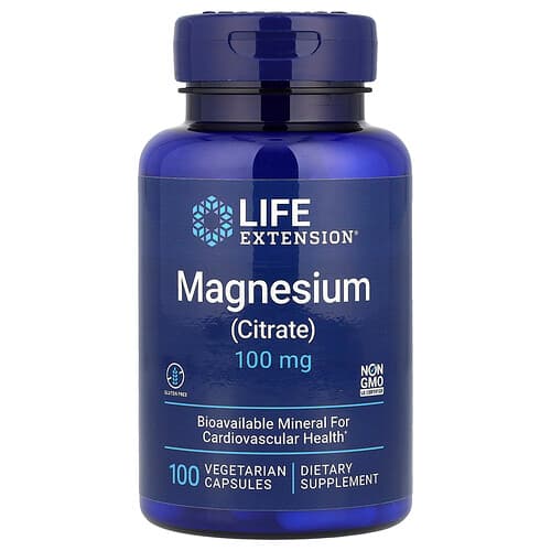 Life Extension Life Extension マグネシウム(クエン酸塩) 100mg ベジタリアンカプセル100粒 パッケージ画像