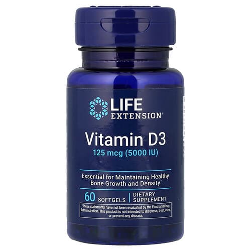 Life Extension Life Extension ビタミンD3 125mcg (5,000IU) ソフトジェル60粒 パッケージ画像