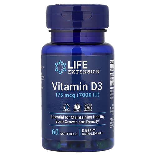 Life Extension Life Extension ビタミンD3 175mcg(7,000IU) ソフトジェル60粒 パッケージ画像