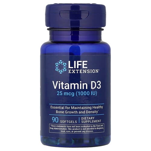 Life Extension ライフエクステンション ビタミンD3 25mcg(1,000IU) ソフトジェル90粒 パッケージ画像