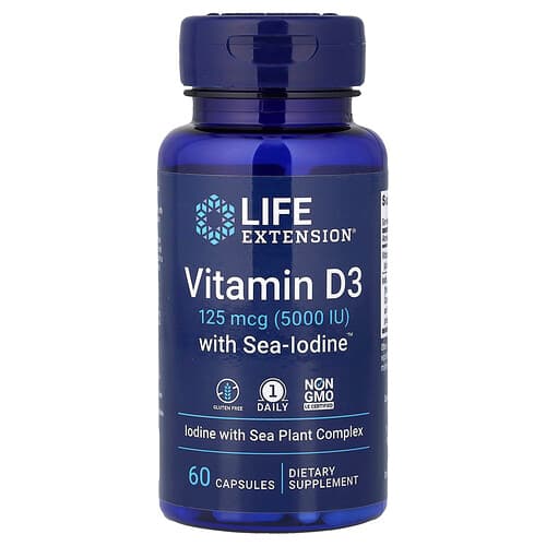 Life Extension Life Extension ビタミンD3 ウィズ シーアイオダイン™ カプセル60粒 パッケージ画像