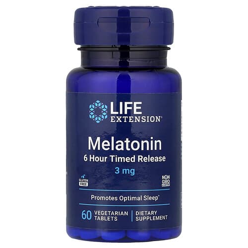 Life Extension Life Extension メラトニン 6時間タイムリリース 3mg ベジタリアンタブレット60粒 パッケージ画像