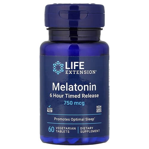 Life Extension Life Extension メラトニン 6時間タイムリリース 750mcg ベジタリアンタブレット60粒 パッケージ画像