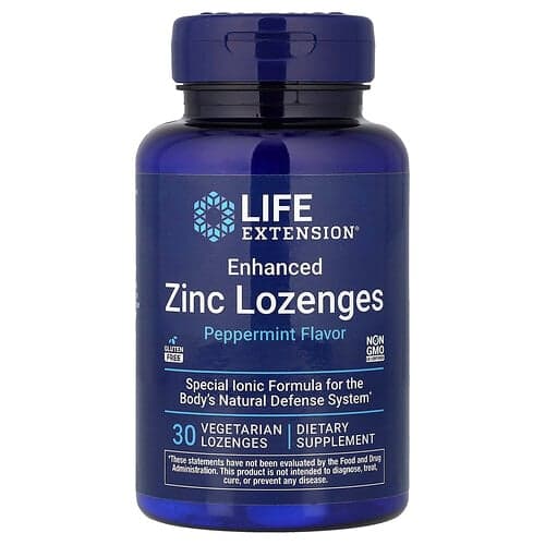 Life Extension Life Extension エンハンスド亜鉛ロゼンジ ペパーミント味 ベジタリアンロゼンジ30粒（1粒あたり18.75mg） パッケージ画像