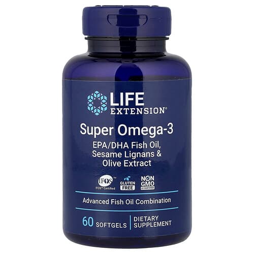 Life Extension Life Extension スーパーオメガ3 EPA/DHA フィッシュオイル セサミリグナン&オリーブエキス 60ソフトジェル パッケージ画像