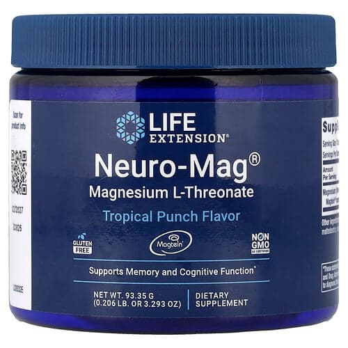Life Extension Life Extension、ニューロマグ® マグネシウム L-スレオン酸塩、トロピカルパンチ味、93.35g パッケージ画像