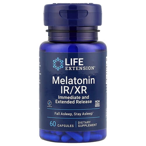 Life Extension Life Extension メラトニン IR/XR、60カプセル(1カプセル当たり1.5mg) パッケージ画像